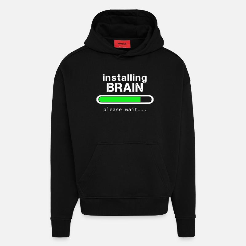 Installing Brain - Sweat à capuche bio épais oversize fabriqué en UE - SOLID BLACK