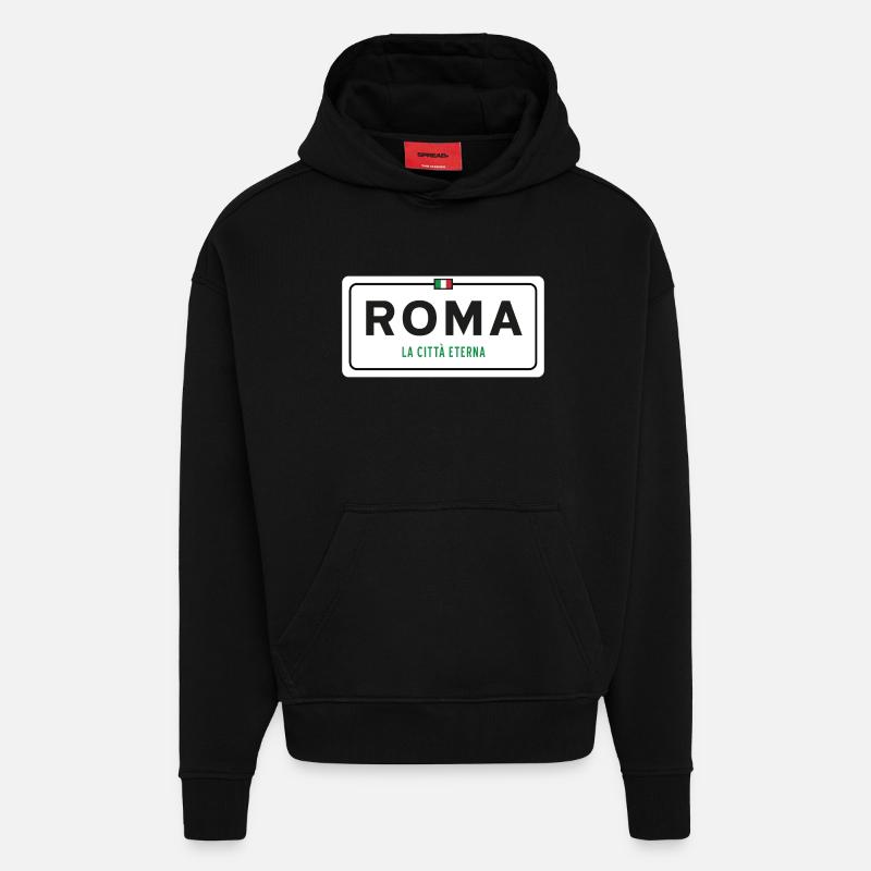 Rom Ortsschild - Hoodie- made by SPREAD  - SOLID BLACK