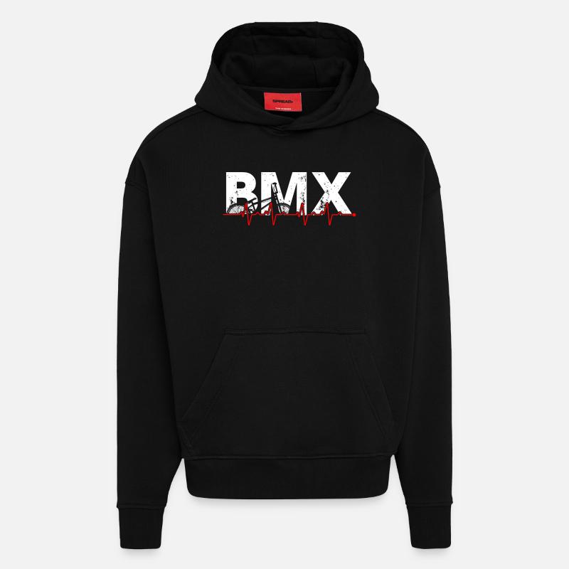 T-shirt BMX Pulse Graphic - Sweat à capuche bio épais oversize fabriqué en UE - SOLID BLACK