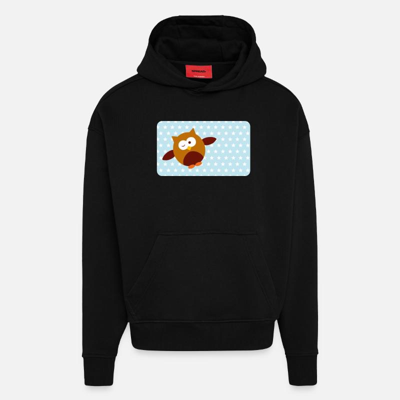 Lustige Eule mit Sternchen blau | personalisierbar - Hoodie- made by SPREAD  - SOLID BLACK
