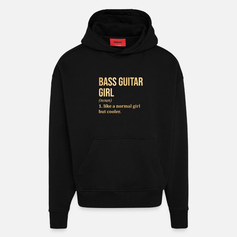guitare basse - Sweat à capuche bio épais oversize fabriqué en UE - SOLID BLACK
