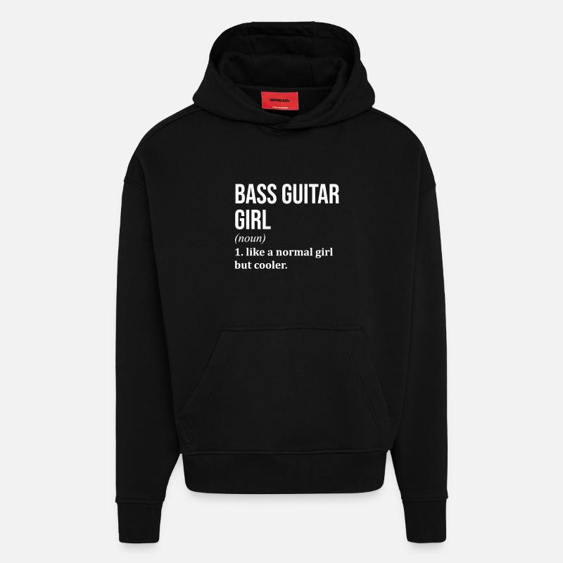 guitare basse - Sweat à capuche bio épais oversize fabriqué en UE - SOLID BLACK
