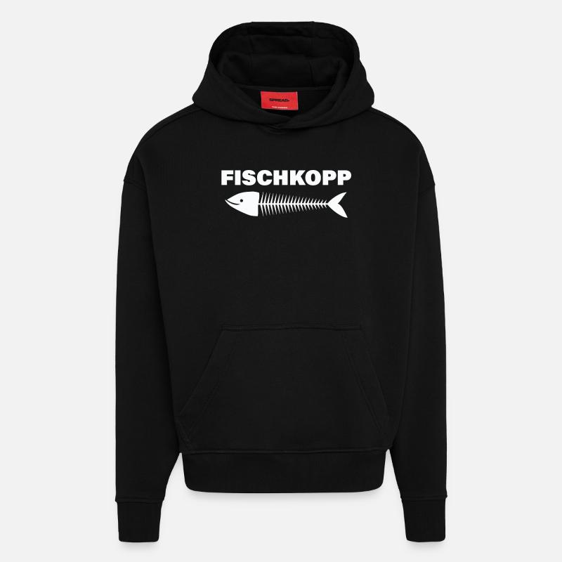 FISCHKOPP - Sweat à capuche bio épais oversize fabriqué en UE - SOLID BLACK