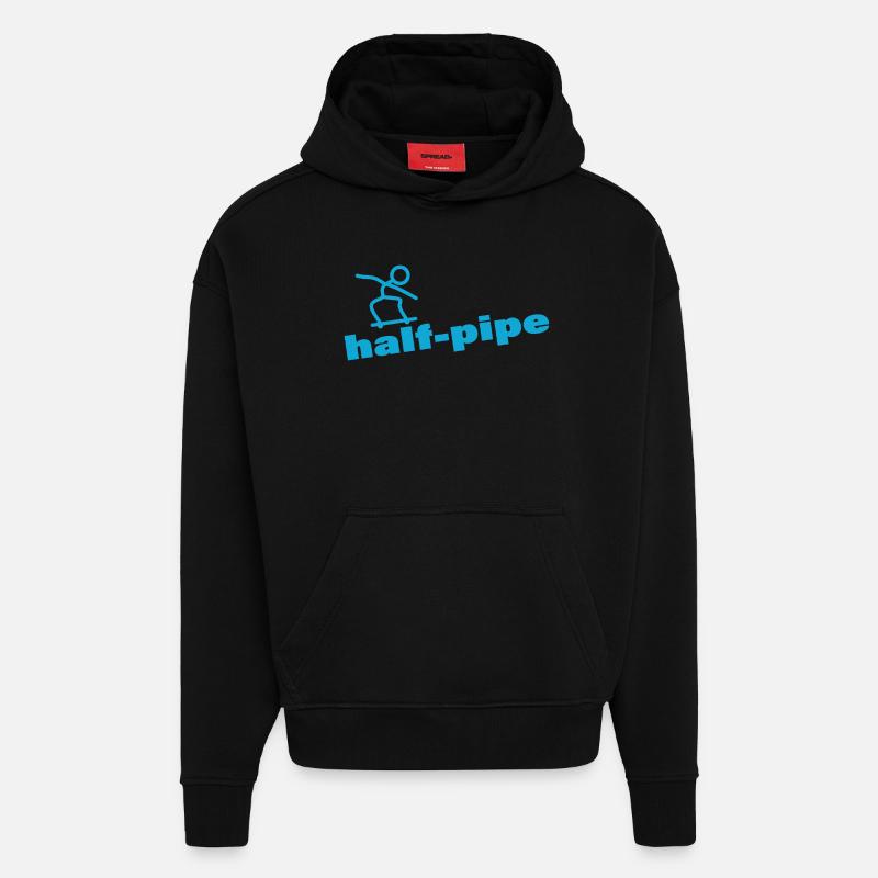 HALF-PIPE - Sweat à capuche bio épais oversize fabriqué en UE - SOLID BLACK