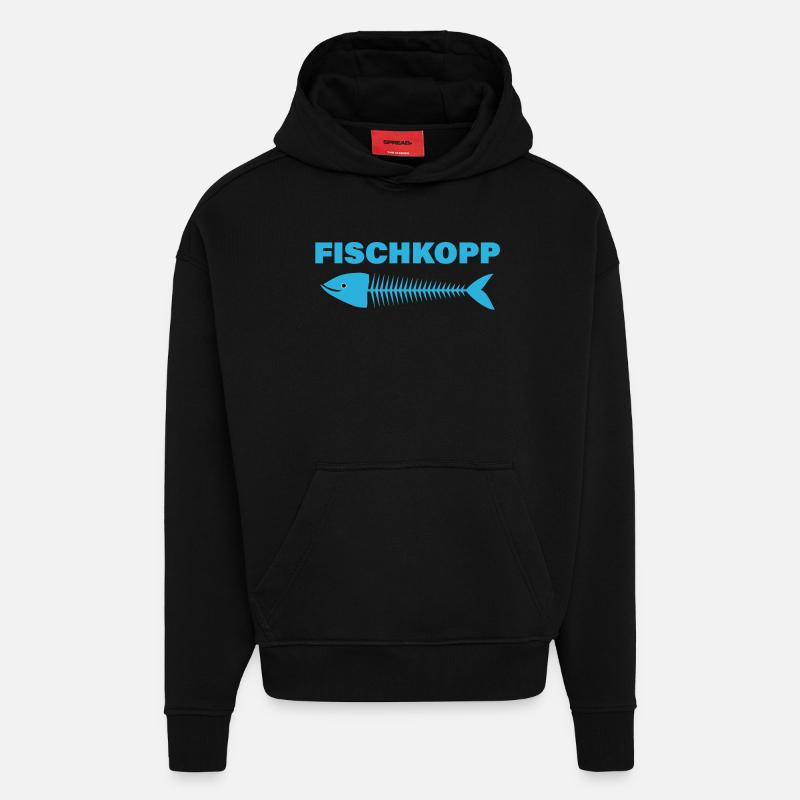 FISCHKOPP - Sweat à capuche bio épais oversize fabriqué en UE - SOLID BLACK