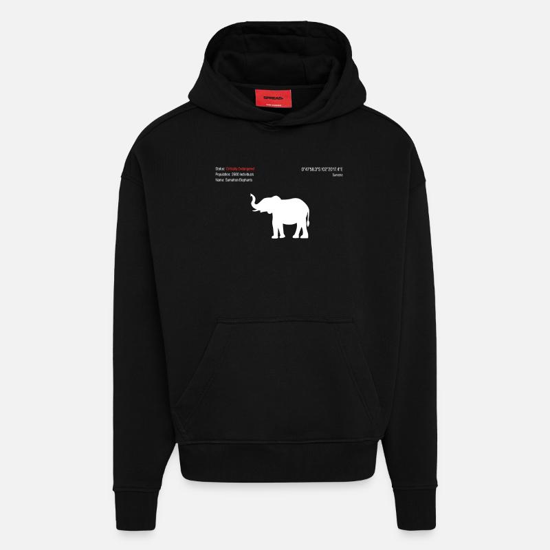 Éléphant - Sweat à capuche bio épais oversize fabriqué en UE - SOLID BLACK