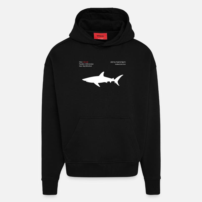 Requin - Sweat à capuche bio épais oversize fabriqué en UE - SOLID BLACK