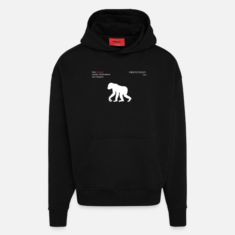 Chimpanzé - Sweat à capuche bio épais oversize fabriqué en UE - SOLID BLACK