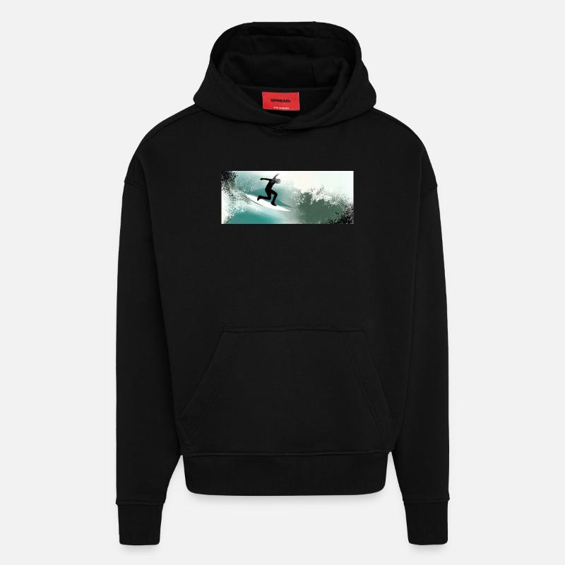 Dans le tumulte des vagues - Sweat à capuche bio épais oversize fabriqué en UE - SOLID BLACK