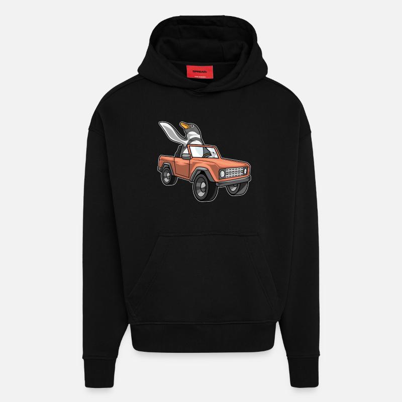 Voiture Pingouin - Sweat à capuche bio épais oversize fabriqué en UE - SOLID BLACK