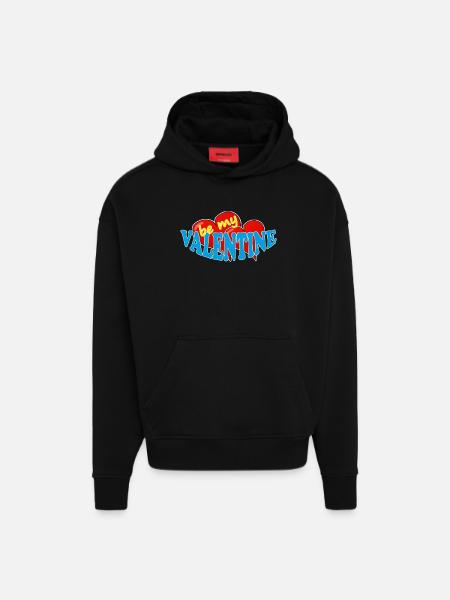 VALENTINE - Hoodie- made by SPREAD  - SOLID BLACK