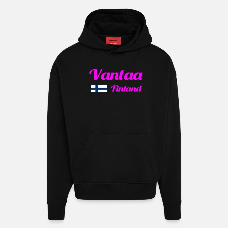 Vantaa Finlande Imprimer - Sweat à capuche bio épais oversize fabriqué en UE - SOLID BLACK