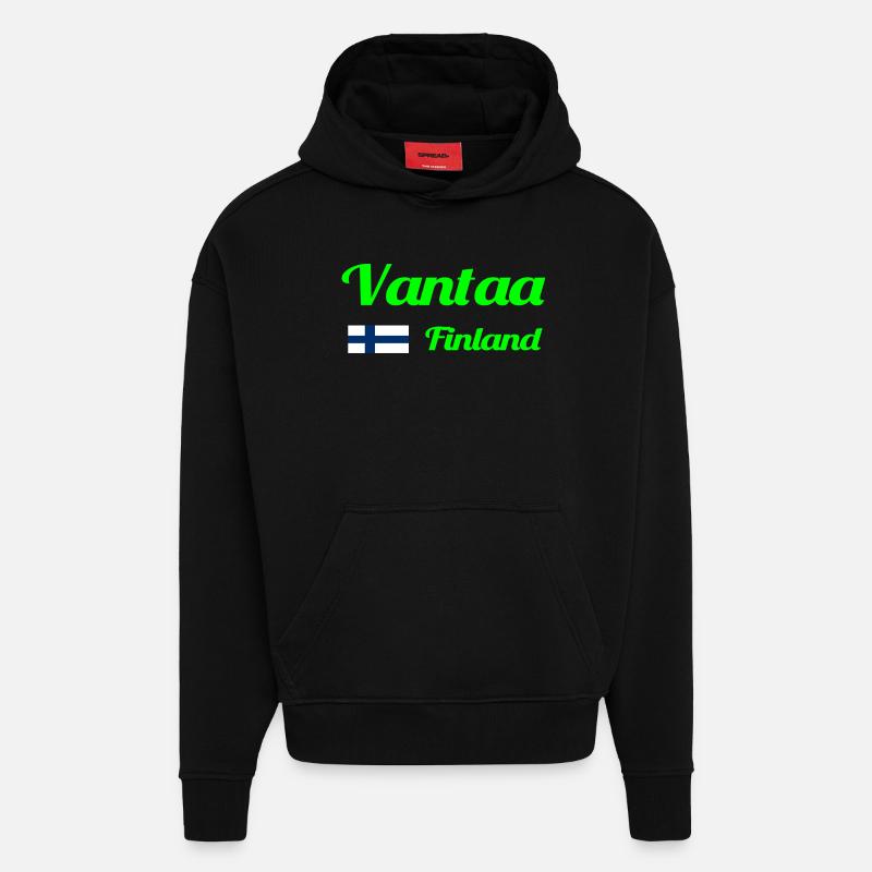 Vantaa Finlande Imprimer - Sweat à capuche bio épais oversize fabriqué en UE - SOLID BLACK