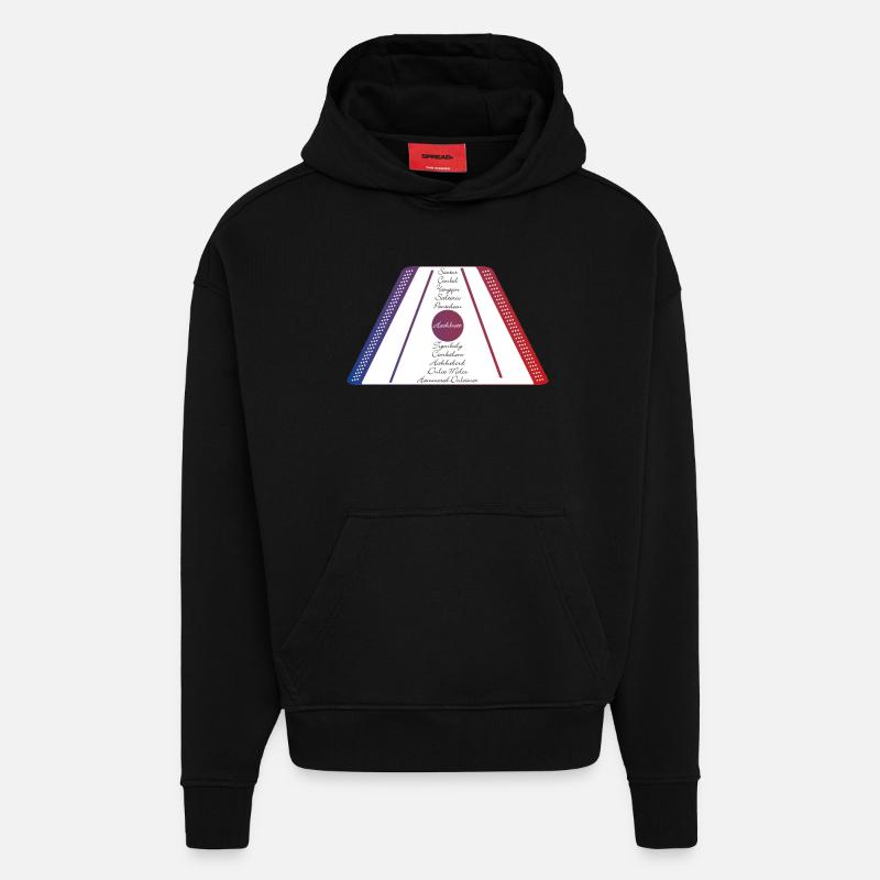 Dulcimer bleu rouge - Sweat à capuche bio épais oversize fabriqué en UE - SOLID BLACK