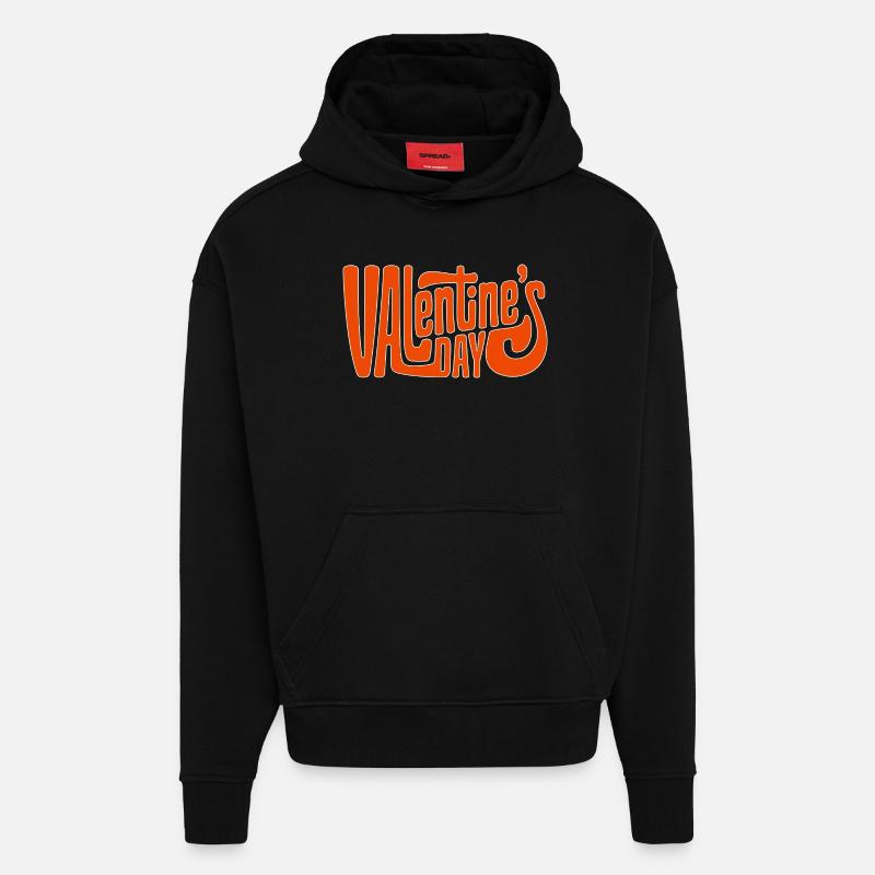 Saint-Valentin - Sweat à capuche bio épais oversize fabriqué en UE - SOLID BLACK