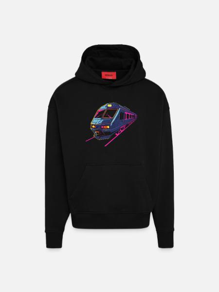 Zug Retro - Hoodie- made by SPREAD  - SOLID BLACK