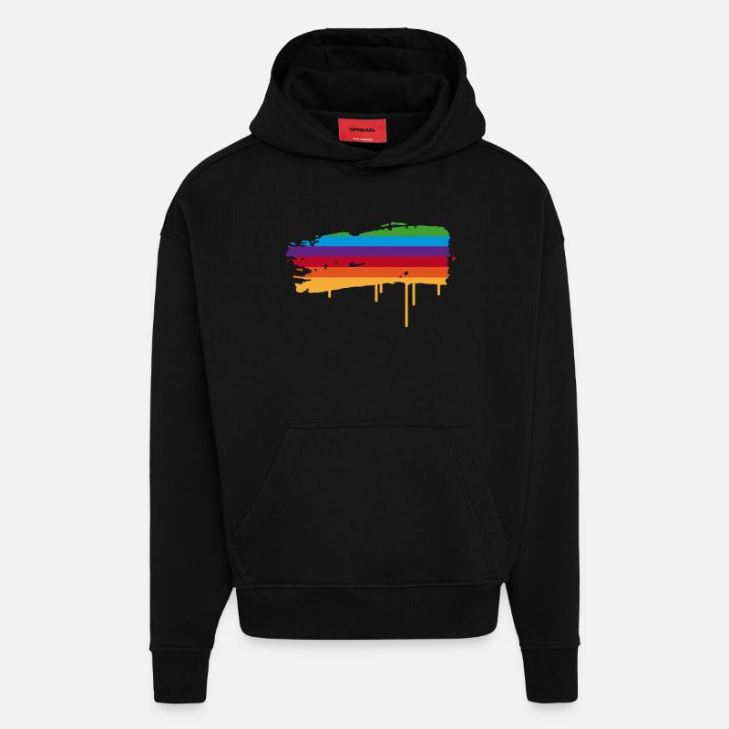 Regenbogen Pinselstrich mit Farbtropfen - Hoodie- made by SPREAD  - SOLID BLACK