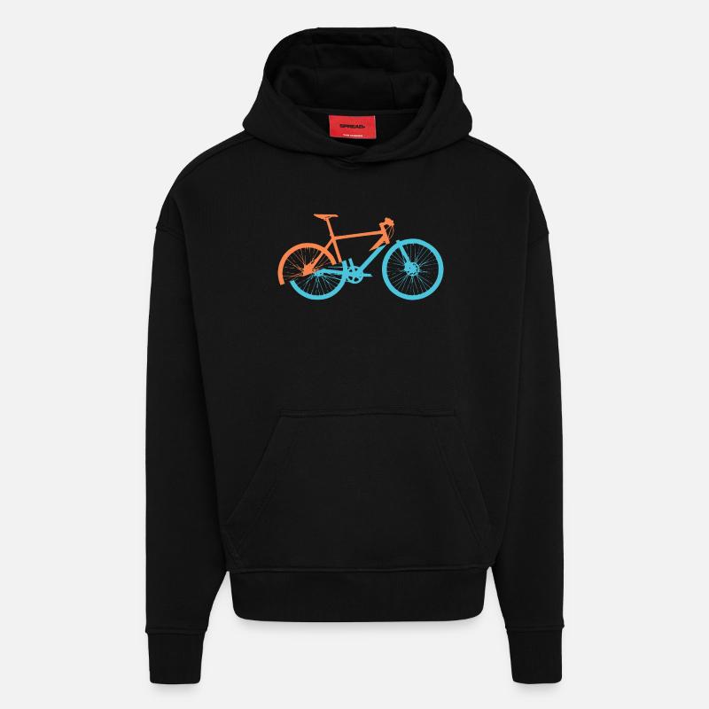Conception dynamique du vélo - Sweat à capuche bio épais oversize fabriqué en UE - SOLID BLACK