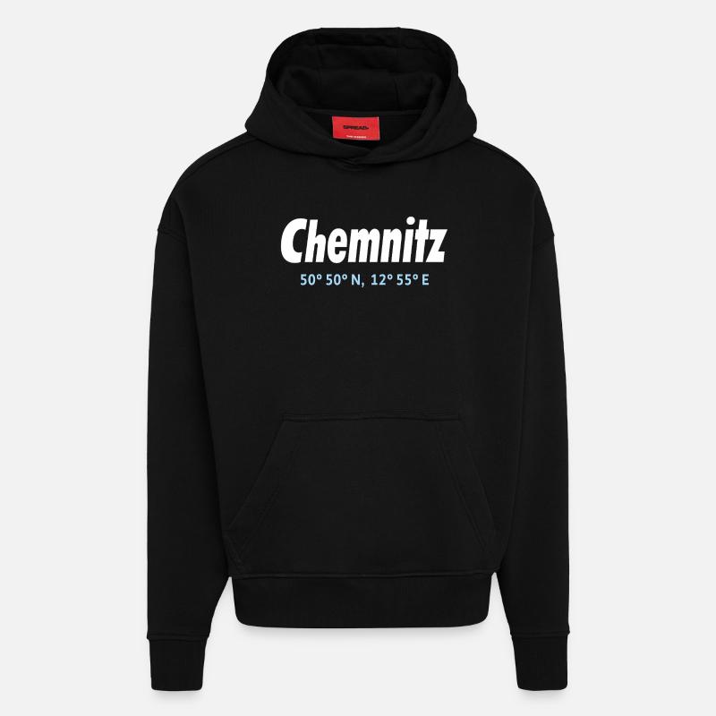 Coordonnées de Chemnitz - Sweat à capuche bio épais oversize fabriqué en UE - SOLID BLACK