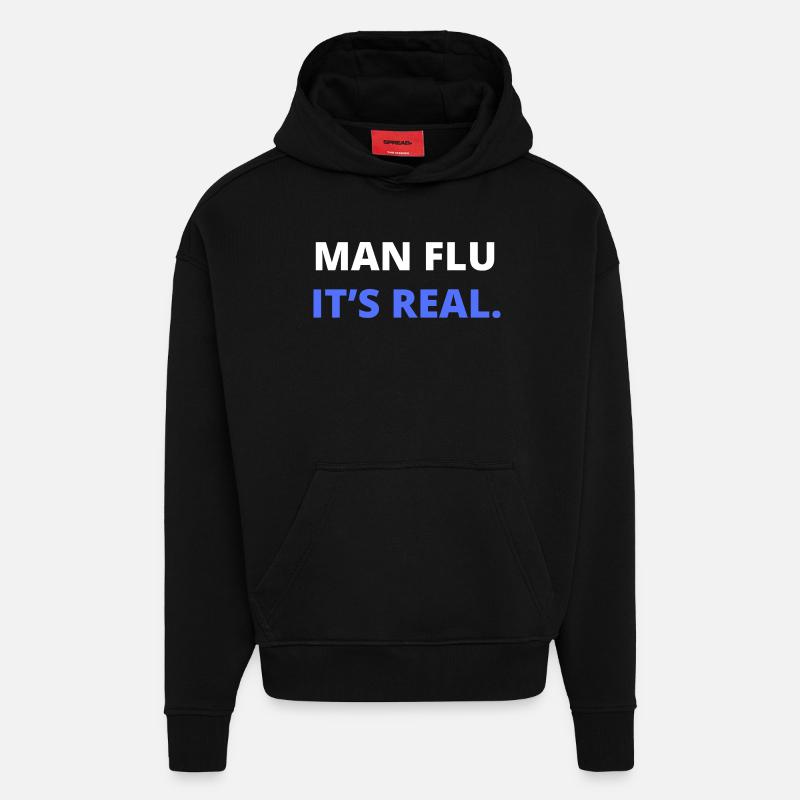 Mann Grippe Es ist echte Illustration - Hoodie- made by SPREAD  - SOLID BLACK