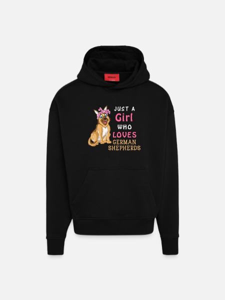 Girl Loves German Shepherd - Hoodie- made by SPREAD  - SOLID BLACK