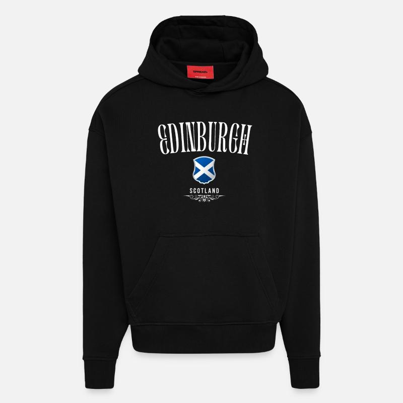 Édimbourg, Écosse, souvenir d’Édimbourg - Sweat à capuche bio épais oversize fabriqué en UE - SOLID BLACK