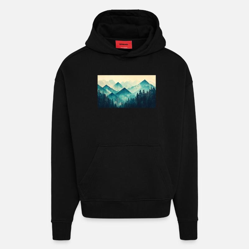 Wald Berge - Hoodie- made by SPREAD  - SOLID BLACK