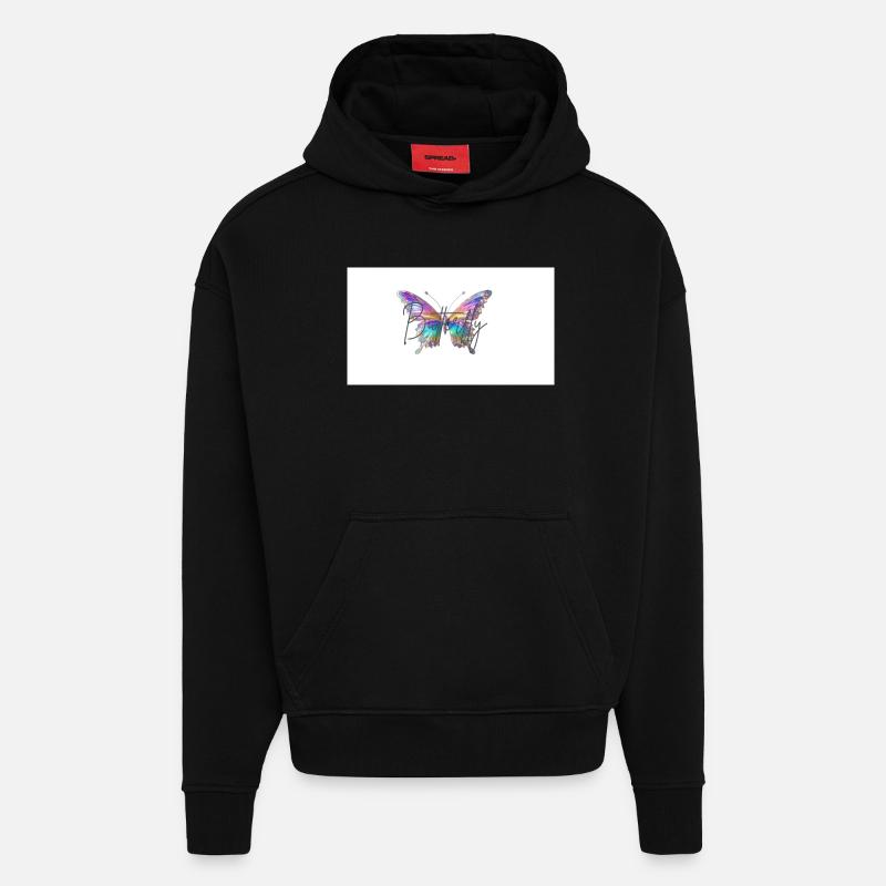 Bunter Schmetterling mit Wasserfarben-Effekt - Hoodie- made by SPREAD  - SOLID BLACK