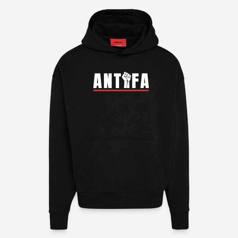 Antifa Protestfaust Antifaschistisches Statement - Hoodie- made by SPREAD - SOLID BLACK