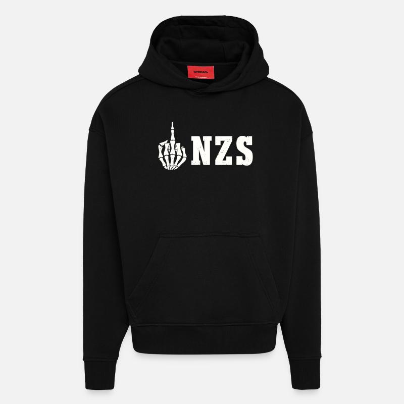 Déclaration antifasciste antifa FCK NZS - Sweat à capuche bio épais oversize fabriqué en UE - SOLID BLACK