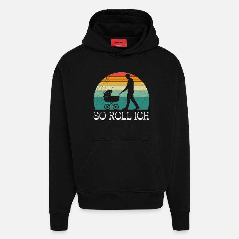 Soon dad SO I ROLL MERRILY - Hoodie- made by SPREAD  - SOLID BLACK