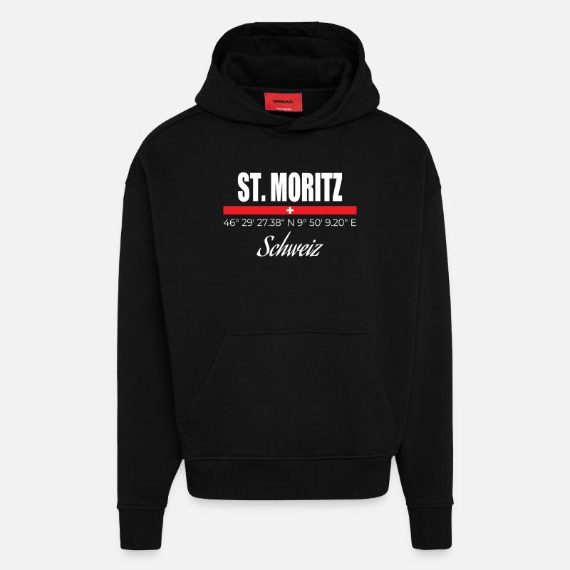 Saint-Moritz - Sweat à capuche bio épais oversize fabriqué en UE - SOLID BLACK