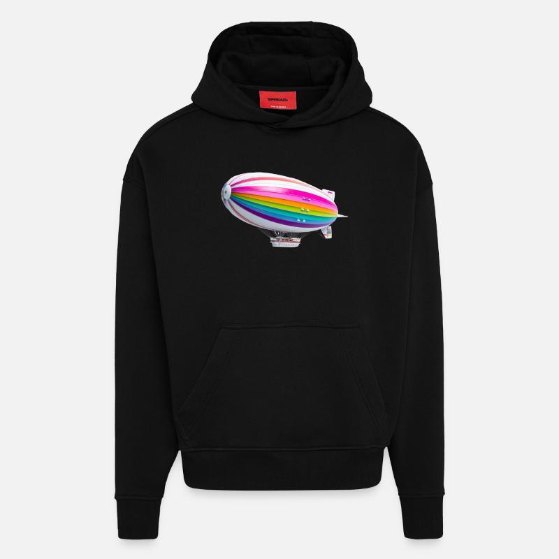 Regenbogen Zeppelin Druck - Hoodie- made by SPREAD  - SOLID BLACK