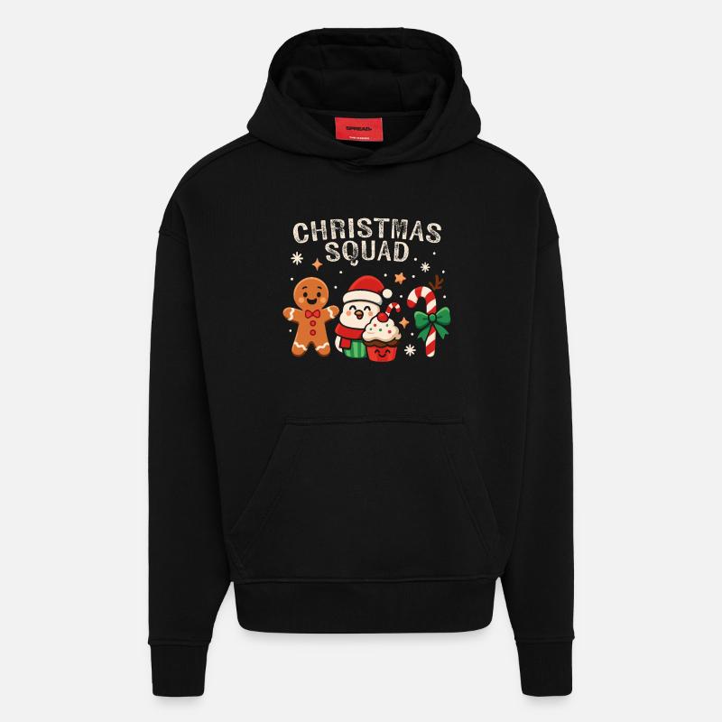 Escouade de Noël - Funny Candy - Sweat à capuche bio épais oversize fabriqué en UE - SOLID BLACK