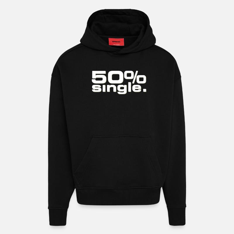 50 % Célibataire - Sweat à capuche bio épais oversize fabriqué en UE - SOLID BLACK