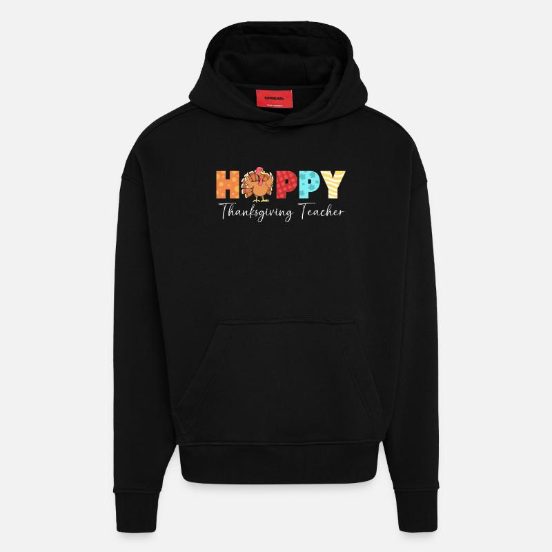 Thanksgiving Enseignant Enseignant - Sweat à capuche bio épais oversize fabriqué en UE - SOLID BLACK