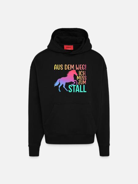 Écartez-vous, je dois aller à l’écurie - Sweat à capuche bio épais oversize fabriqué en UE - SOLID BLACK