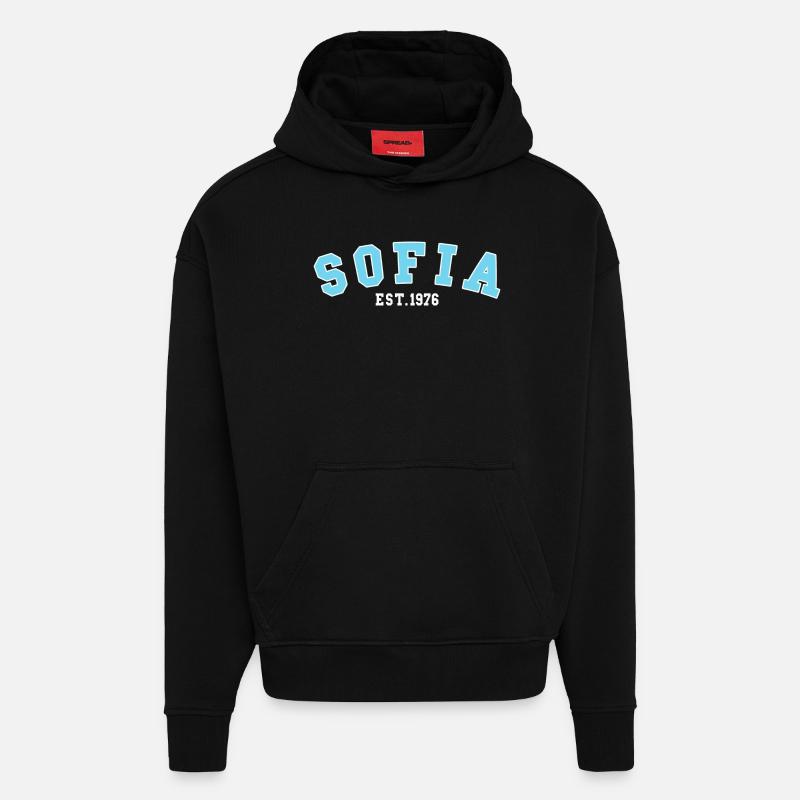 Sofia Fondée en 1976 - Sweat à capuche bio épais oversize fabriqué en UE - SOLID BLACK