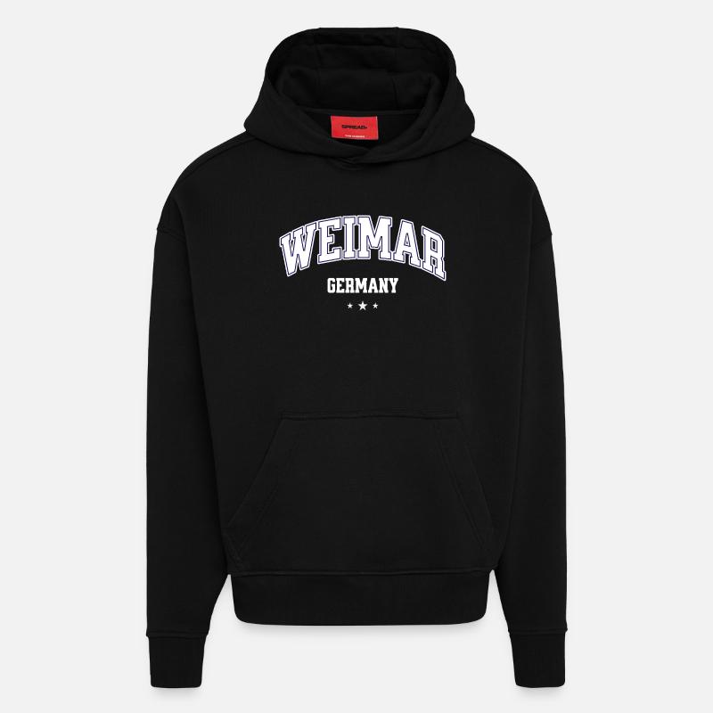 Emblème de l’Allemagne de Weimar - Sweat à capuche bio épais oversize fabriqué en UE - SOLID BLACK