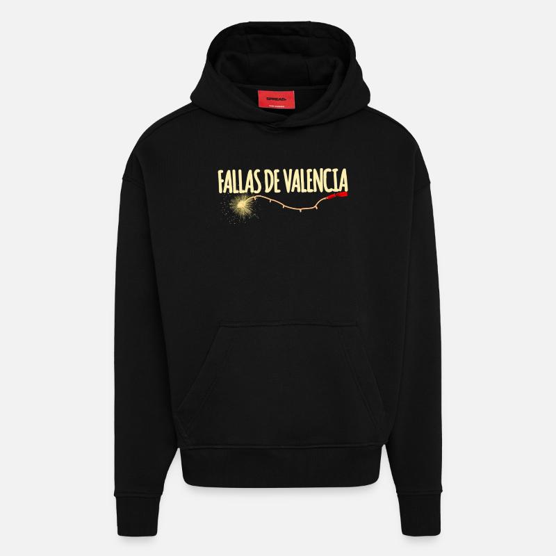 Fallas de Valencia Traca - Sweat à capuche bio épais oversize fabriqué en UE - SOLID BLACK