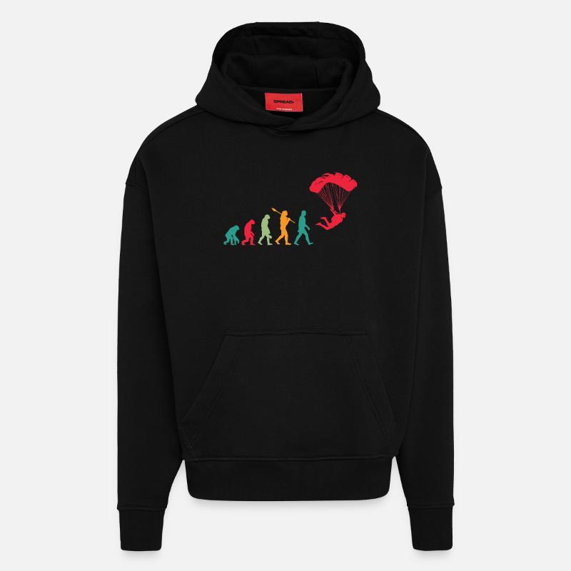 Fallschirm Evolution Fallschirmspringer - Hoodie- made by SPREAD  - SOLID BLACK