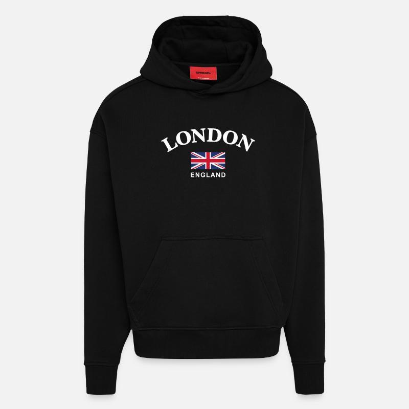 Londres, Angleterre - Sweat à capuche bio épais oversize fabriqué en UE - SOLID BLACK