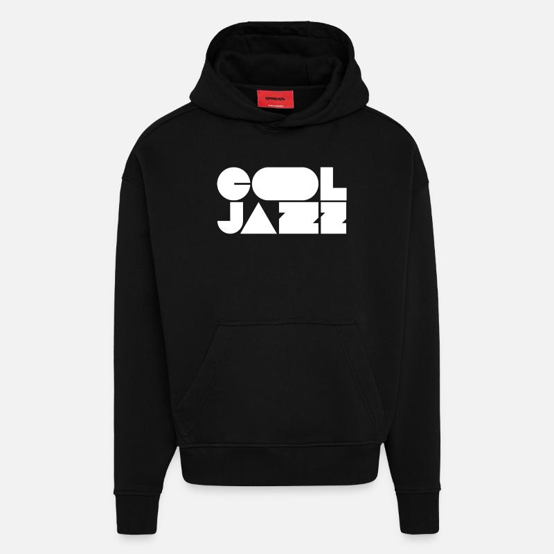 Logo jazz audacieux et cool - Sweat à capuche bio épais oversize fabriqué en UE - SOLID BLACK