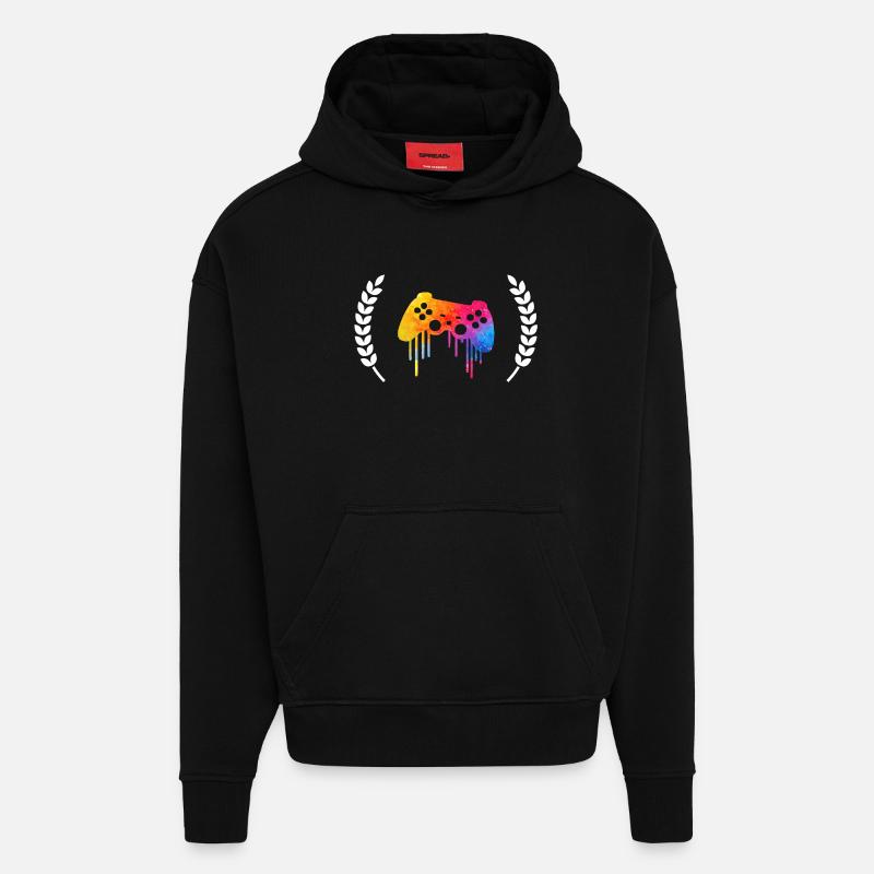 Emblème des joueurs - Sweat à capuche bio épais oversize fabriqué en UE - SOLID BLACK