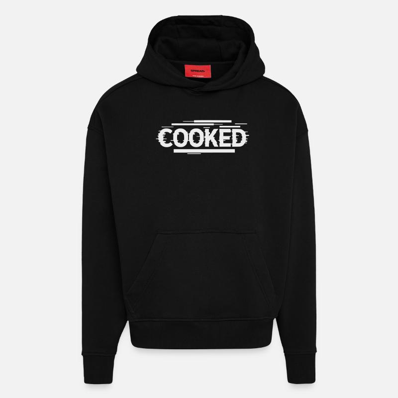 Cooked - Self-Ironic Font - Hoodie- made by SPREAD  - SOLID BLACK