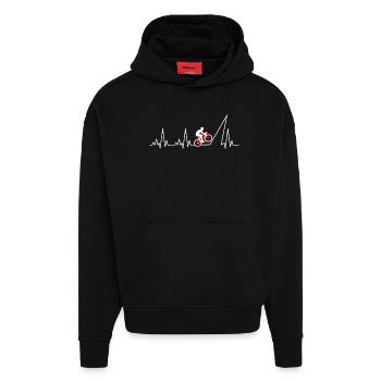 Fahrrad Herzschlag Radfahrer - Hoodie- made by SPREAD  - SOLID BLACK - Vorne