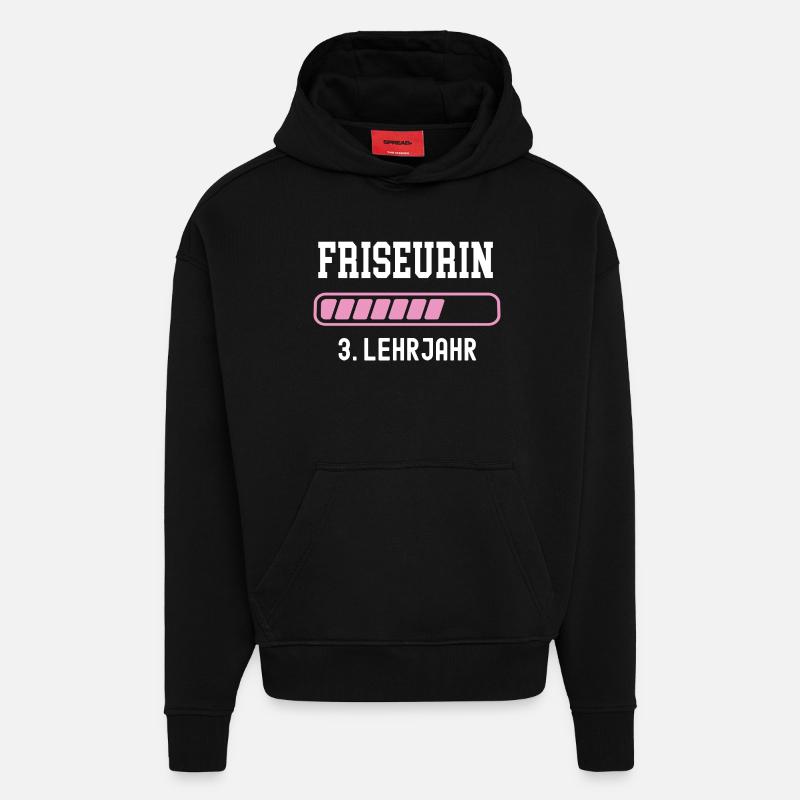 Apprentissage de coiffeur de coiffeur de 3 ans Apprentissage de coiffeur - Sweat à capuche bio épais oversize fabriqué en UE - SOLID BLACK