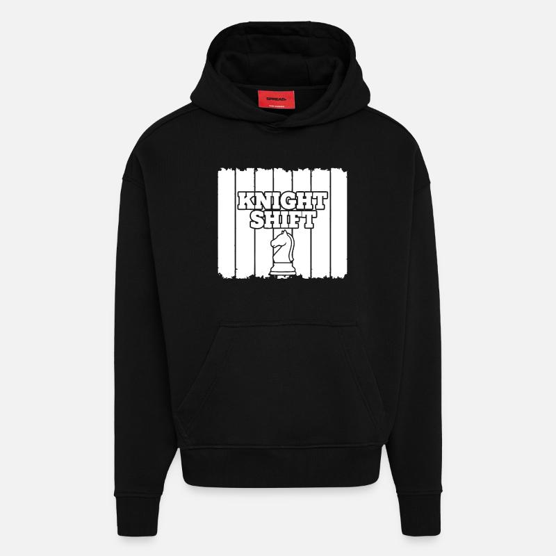 Chess Knight shift - Hoodie- made by SPREAD  - SOLID BLACK