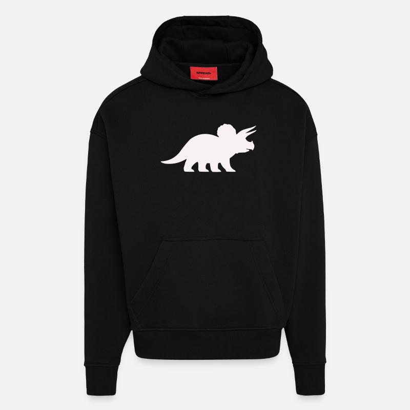 Triceratops Silhouette – Minimal Dino - Hoodie- made by SPREAD  - SOLID BLACK