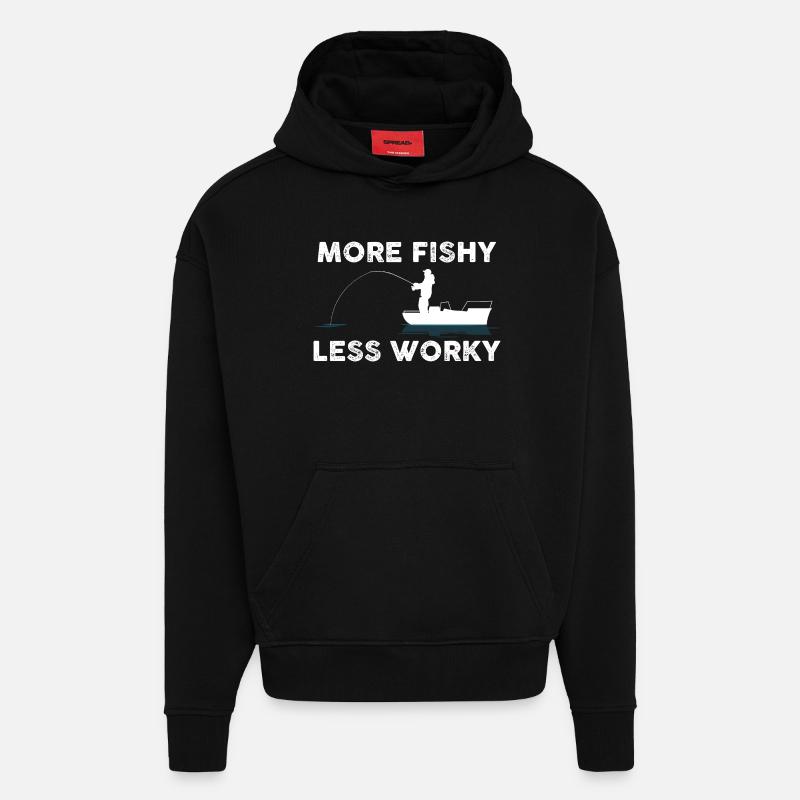 Blague sur le bateau pêcheur - Sweat à capuche bio épais oversize fabriqué en UE - SOLID BLACK